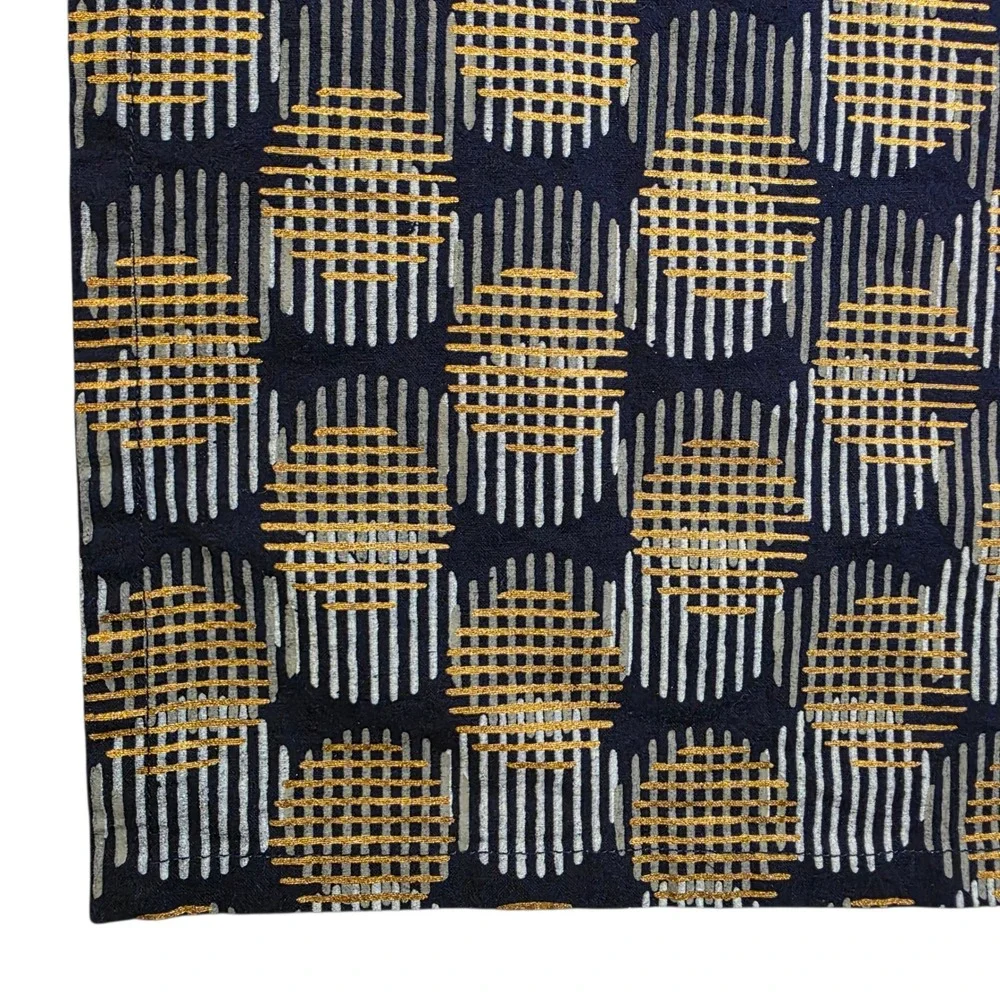 Crate & Barrel 4pc‎ Orazi Navy Cotton Napkin Set Geometric Print Dinner Table
